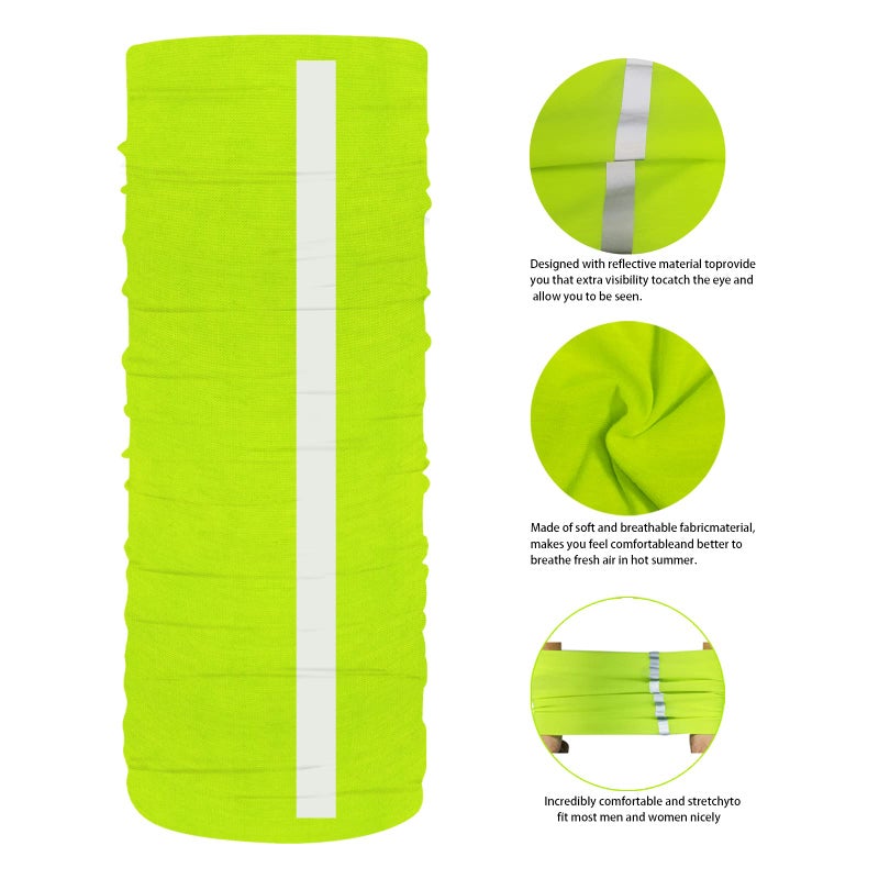 Bilymate 5Pcs Reflective Bandana Face Mask Neck Gaiter,Scarf Headbands Balaclava Headwear Tube Windproof Hi-Vis Seamless Face Cover for Cycling, Running & Outdoor Safety (Green) - Image 4